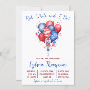Independence Day, Balloons, Bridal Shower Invitation