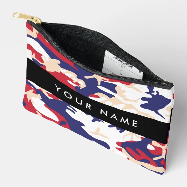 Independence day Camouflage Your name Personalise Accessory Pouch (Open)