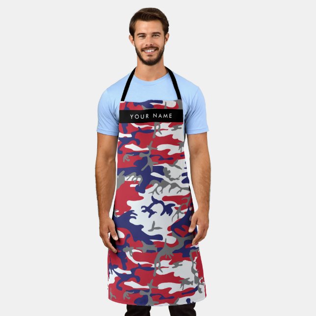 Independence day Camouflage Your name Personalise Apron (Worn)