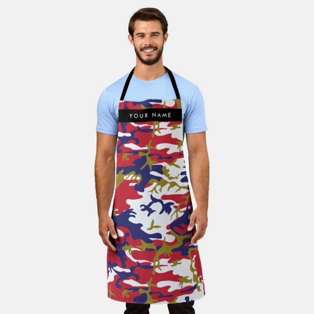 Independence day Camouflage Your name Personalise Apron (Worn)
