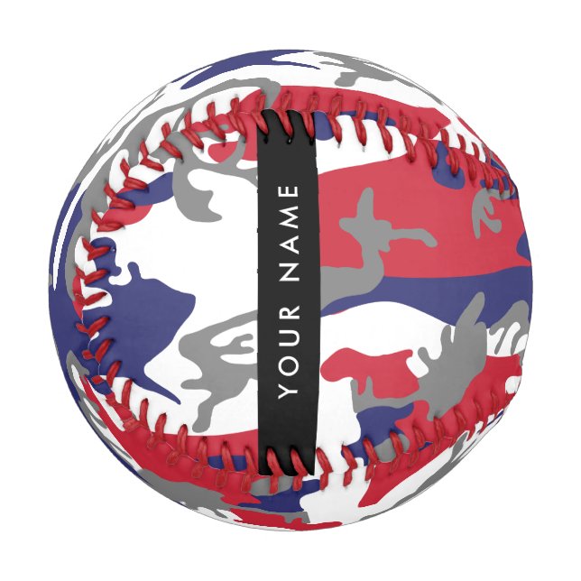 Independence day Camouflage Your name Personalise Baseball (Front Left)