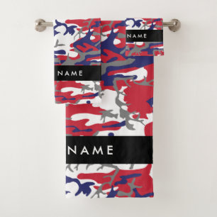 Independence day Camouflage Your name Personalise Bath Towel Set