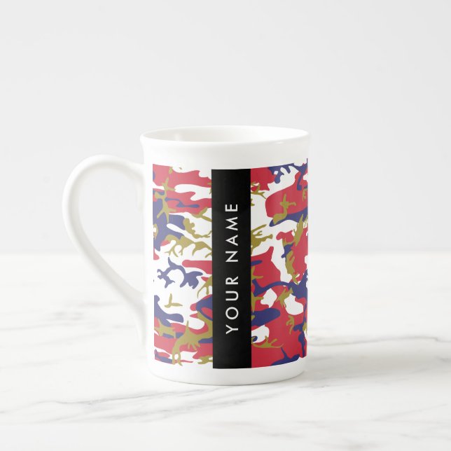 Independence day Camouflage Your name Personalise Bone China Mug (Left)