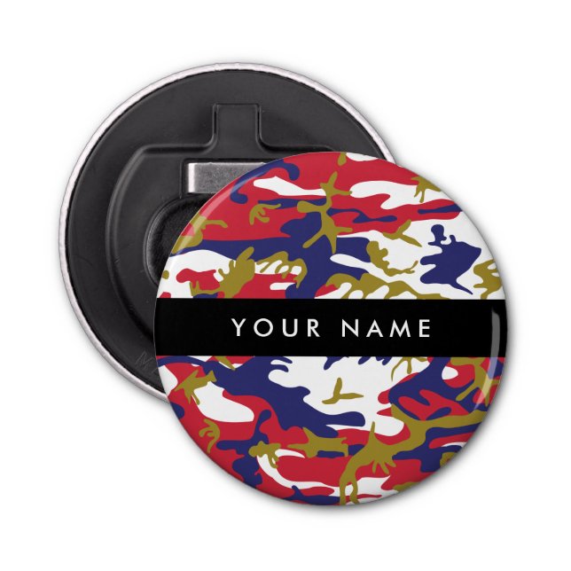 Independence day Camouflage Your name Personalise Bottle Opener (Front)