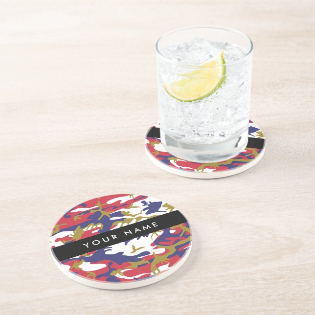 Independence day Camouflage Your name Personalise Coaster (Side)