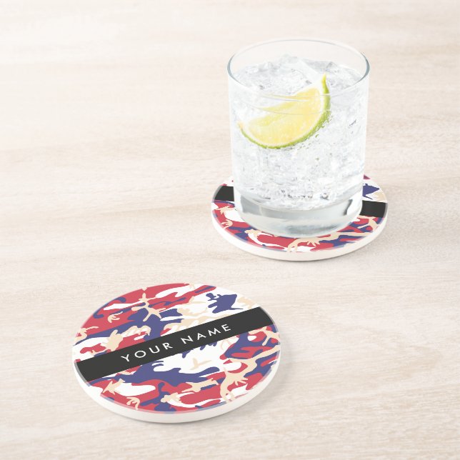 Independence day Camouflage Your name Personalise Coaster (Side)