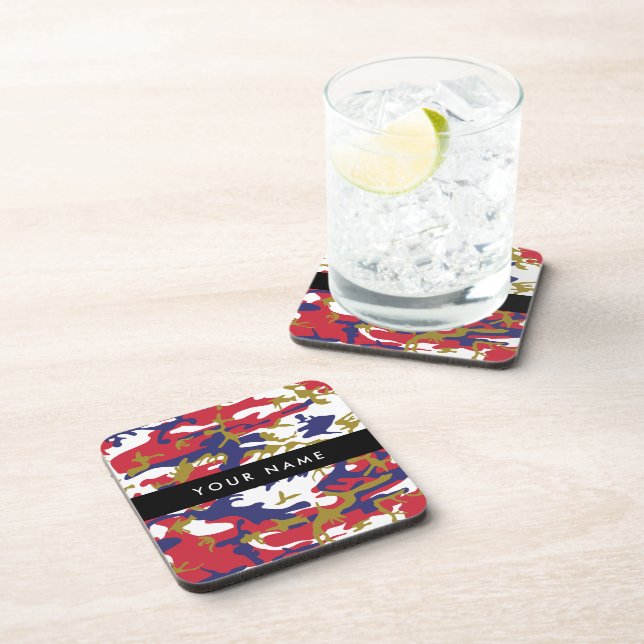 Independence day Camouflage Your name Personalise Coaster (Right Side)