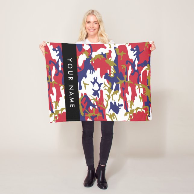 Independence day Camouflage Your name Personalise Fleece Blanket (In Situ)