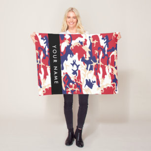 Independence day Camouflage Your name Personalise Fleece Blanket
