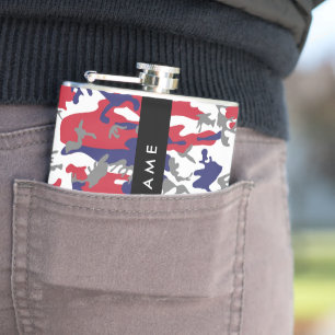 Independence day Camouflage Your name Personalise Hip Flask