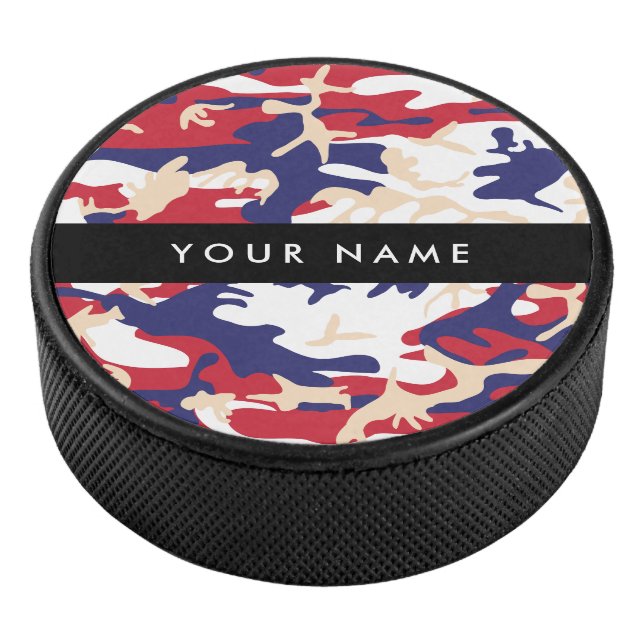 Independence day Camouflage Your name Personalise Hockey Puck (3/4)