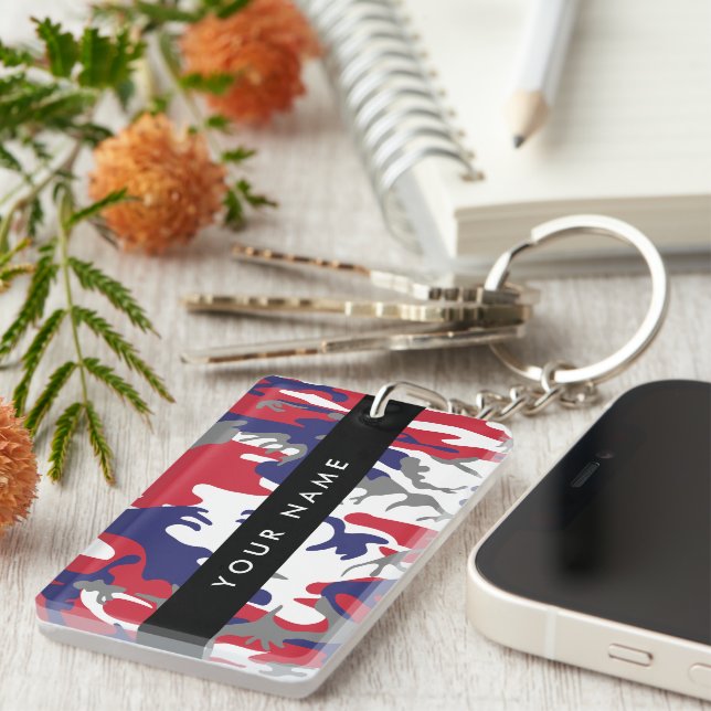 Independence day Camouflage Your name Personalise Key Ring (Front Right)