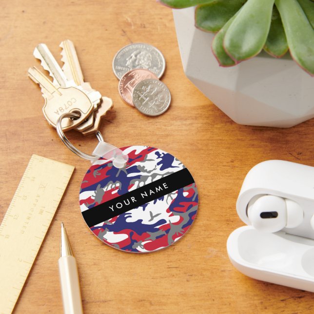 Independence day Camouflage Your name Personalise Key Ring (Desk)