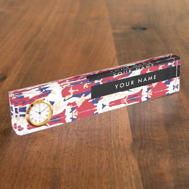 Independence day Camouflage Your name Personalise Nameplate (Side)