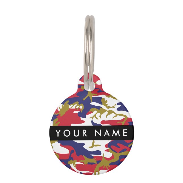 Independence day Camouflage Your name Personalise Pet Tag (Front)