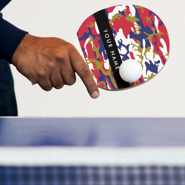 Independence day Camouflage Your name Personalise Ping Pong Paddle (Insitu)