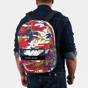 Independence day Camouflage Your name Personalise Printed Backpack
