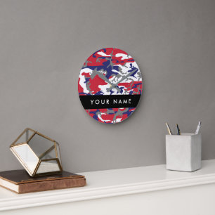 Independence day Camouflage Your name Personalise Round Clock