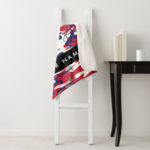 Independence day Camouflage Your name Personalise Sherpa Blanket