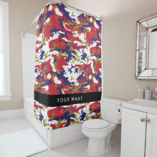 Independence day Camouflage Your name Personalise Shower Curtain
