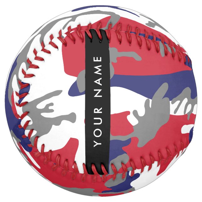 Independence day Camouflage Your name Personalise Softball (Front Left)