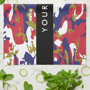 Independence day Camouflage Your name Personalise Tea Towel