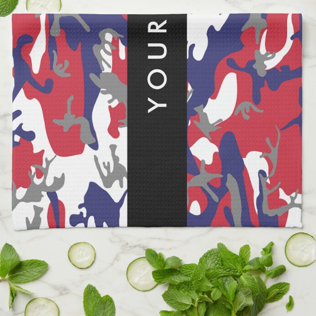 Independence day Camouflage Your name Personalise Tea Towel (Folded)