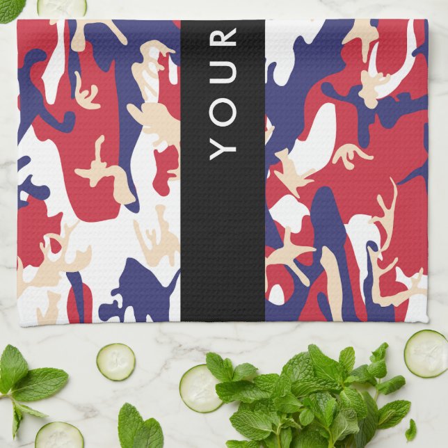 Independence day Camouflage Your name Personalise Tea Towel (Folded)