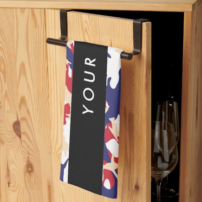 Independence day Camouflage Your name Personalise Tea Towel (Thirds Fold)