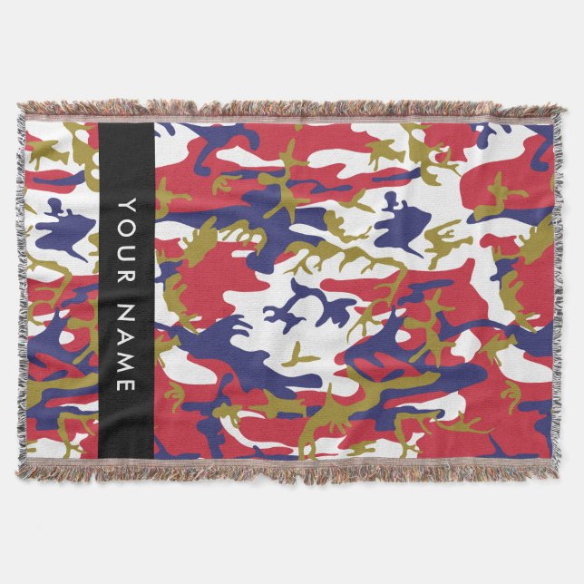 Independence day Camouflage Your name Personalise Throw Blanket (Front)