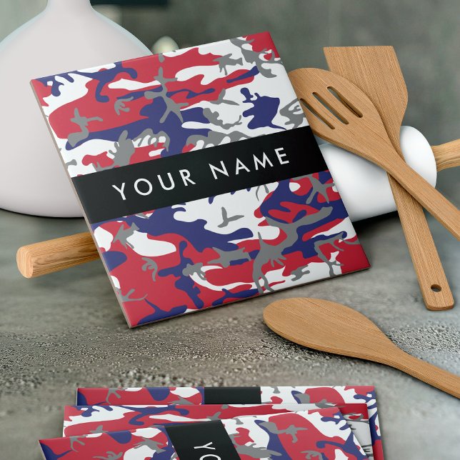 Independence day Camouflage Your name Personalise Tile (Creator Uploaded)