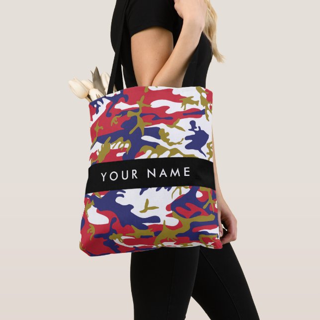 Independence day Camouflage Your name Personalise Tote Bag (Close Up)