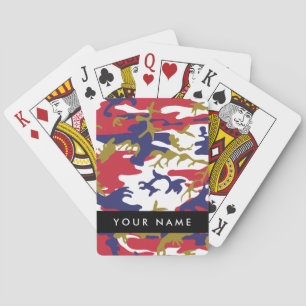 Independence day Camouflage Your name Personalize Playing Cards