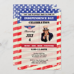 Independence Day celebration invite. 4th of July Invitation