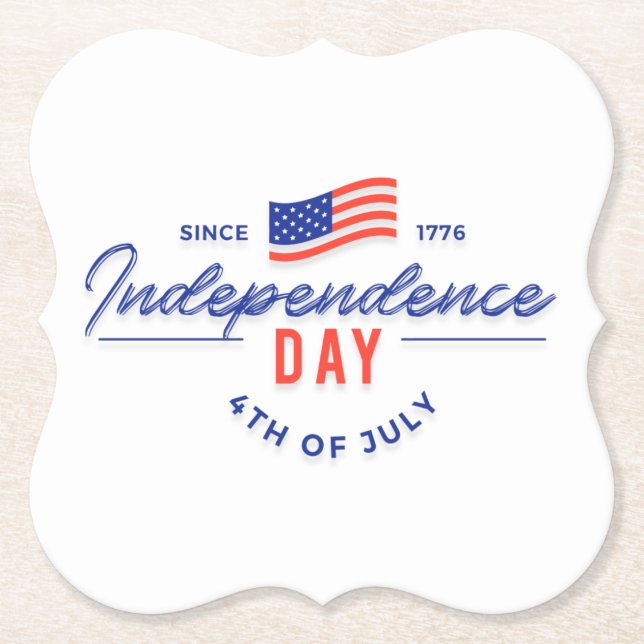 Independence Day Celebration Paper Coaster (Front)