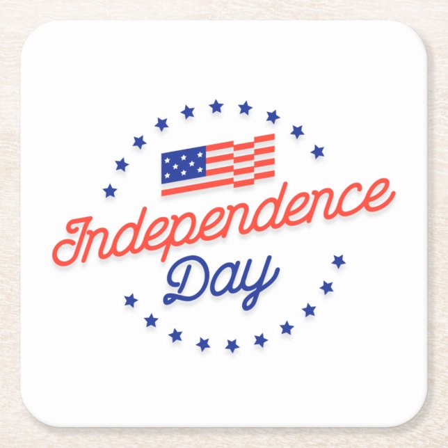 Independence Day Celebration Paper Coaster (Front)