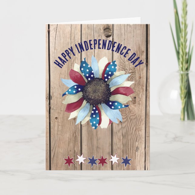 Independence Day Celebration Red White Blue Flower Card (Front)