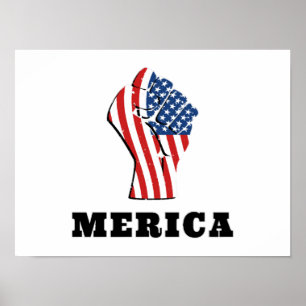 Independence Day Close Fist USA Flag 4th of July Poster