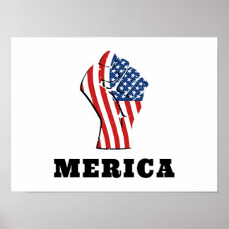 Independence Day Close Fist USA Flag 4th of July Poster