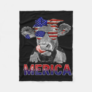 Independence Day Cow Merica 4th Of July Cows Lover Fleece Blanket