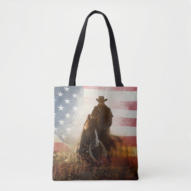 Independence Day cowboy image. Tote Bag (Front)