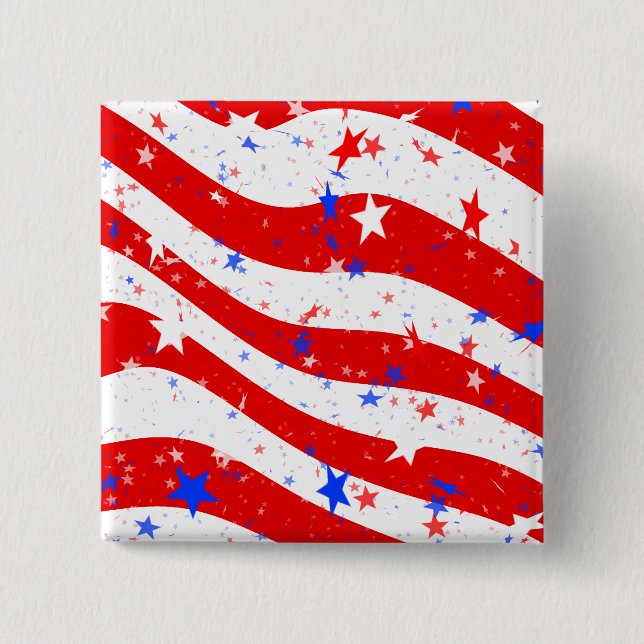 Independence Day Curved Stars and Stripes 15 Cm Square Badge (Front)
