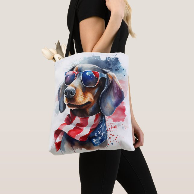 INDEPENDENCE DAY DACHSHUND TOTE BAG (Close Up)