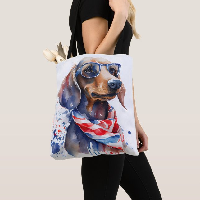 INDEPENDENCE DAY DACHSHUND TOTE BAG (Close Up)