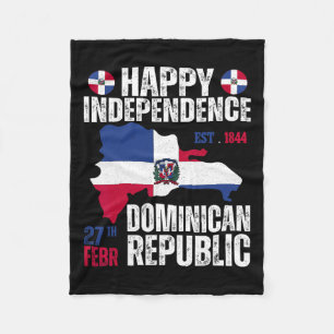 Independence Day Dominican Republic Flag And Map Fleece Blanket