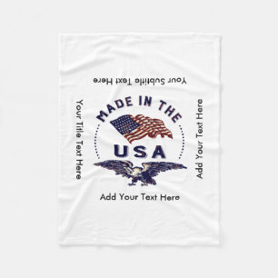 Independence Day Eagle and Flag Fleece Blanket