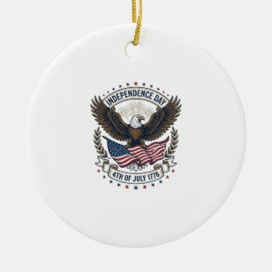 Independence Day Eagle Flag Vintage Shirt Design_1 Ceramic Tree Decoration