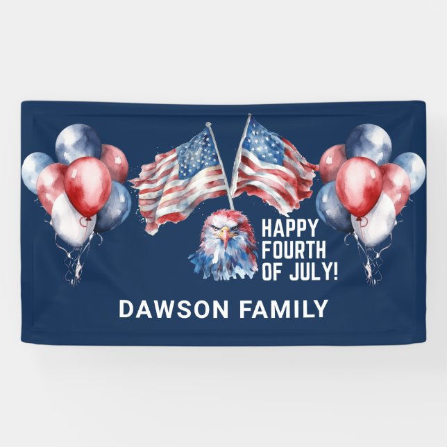 Independence Day Family Name personalised Banner (Horizontal)