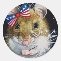 Independence Day Field Mouse No. 1 Watercolor Art