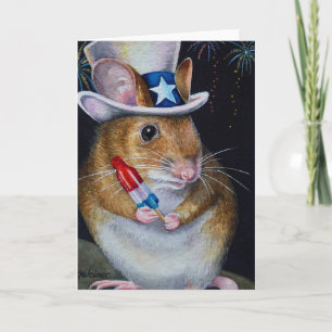 Independence Day Field Mouse No. 2 Watercolor Art Card